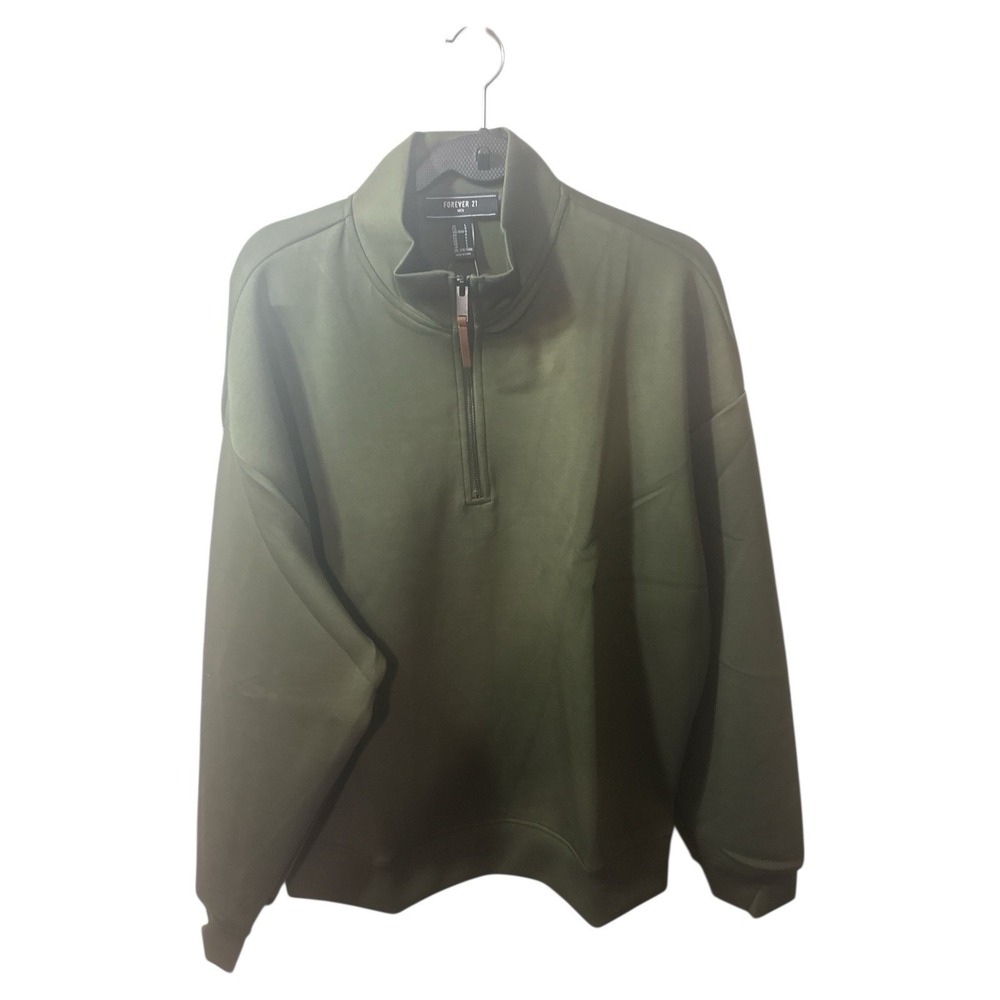 Forever 21 Men's Olive Green Half-Zip Sweatshirt NWT‎ Large Size